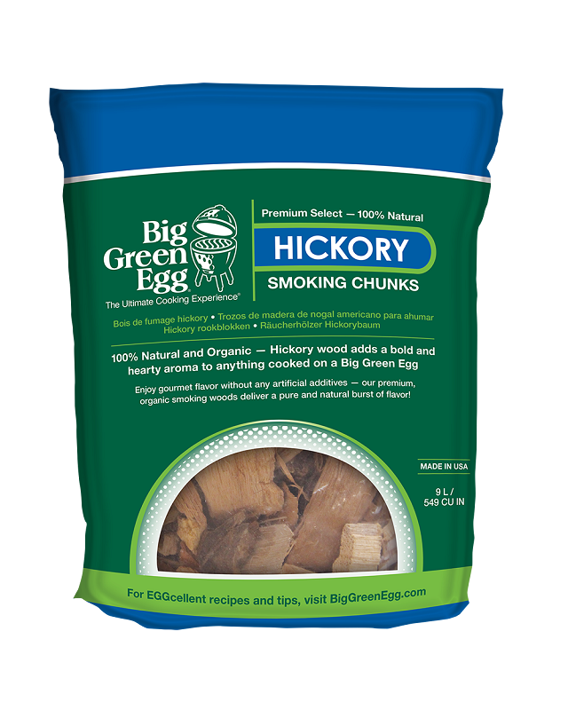 Big Green Egg, HICKORY WOOD CHUNKS GROTERE BROKKEN DAN CHIPS